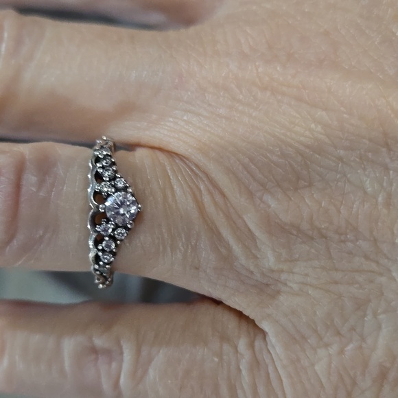 Pandora Authentic Pandora Sterling Silver Fairytale Tiara Wishbone Ring CZ SZ 6 - Picture 5 of 10